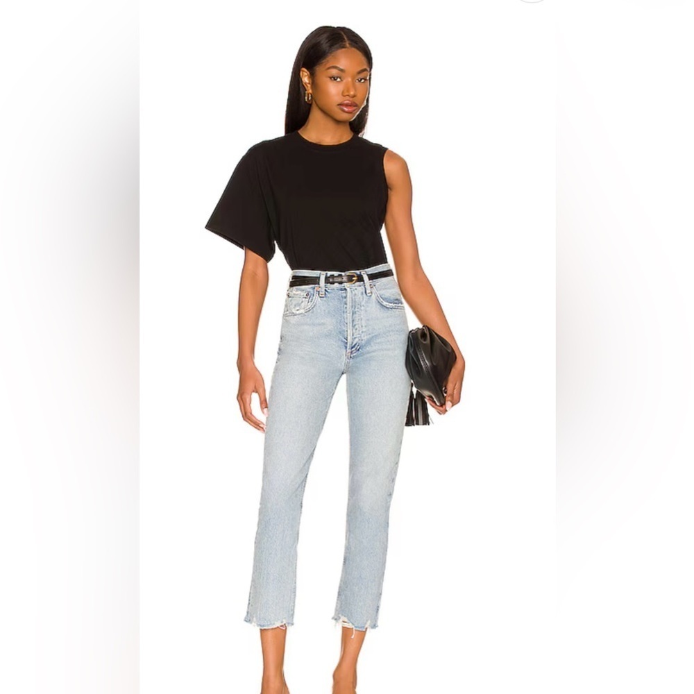 Agolde Riley High Rise Straight Crop Jeans in Curio size 25
